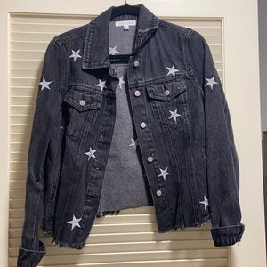 Black denim Jean jacket with stars embroidered
